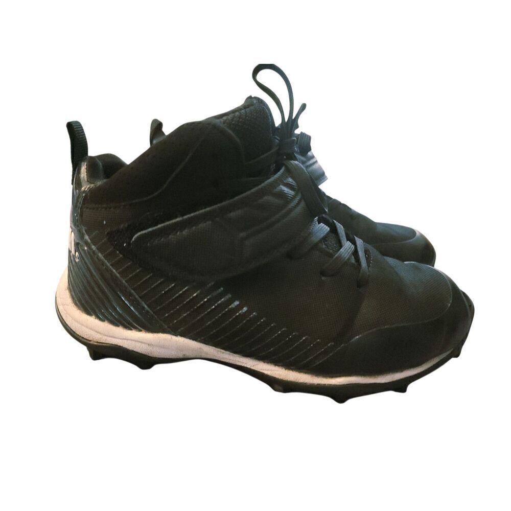 Riddell Heater Mid Strap Football Cleat Black White Kids Youth Size 2